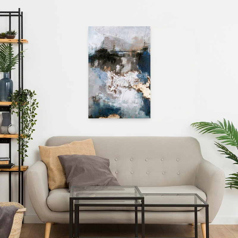 Art contemporain abstrait en cascade, H 24 po x l 16 po
