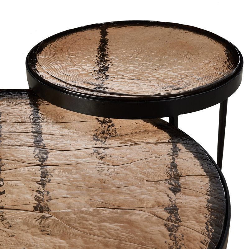 Yoko Nesting Coffee Table, Smoked Brown Cast Glass