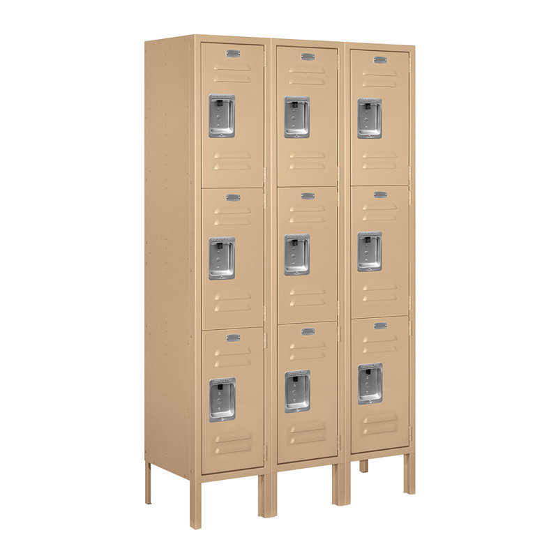 Casier large à 3 étages, Non, H 66 po x l 36 po x P 12 po, gris