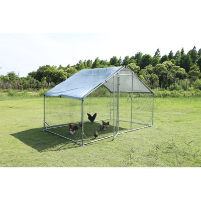 Grand poulailler en métal avec housse de protection UV imperméable et grillage en acier renforcé - poulailler d'extérieur pour poulets, canards et lapins