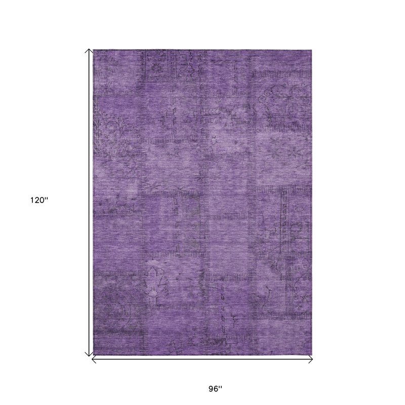 Tapis intérieur lavable 8 pi x 10 pi aubergine mauve et gris