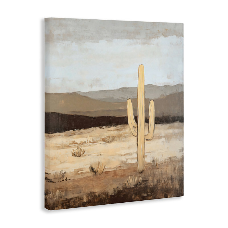 Scène occidentale neutre avec toile de cactus, design par Franklyn Gregory, H 30 po x l 24 po