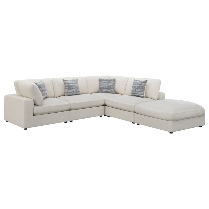 Canapé modulaire rembourré 5 pièces Gihan Beige