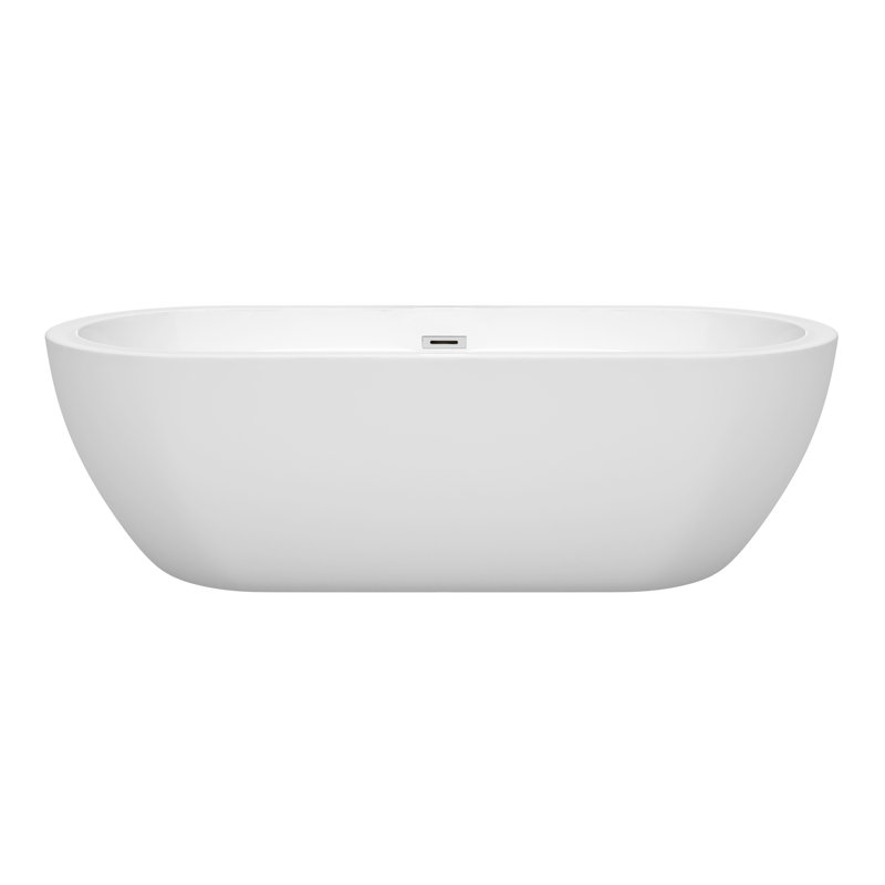 Soho 72'' x 31'' Soaking Acrylic Bathtub, White/Polished Chrome Trim
