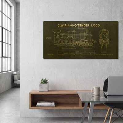 'Engine Elegance' By Wild Apple Portfolio Gold Metal Wall Art, 48" x 24"