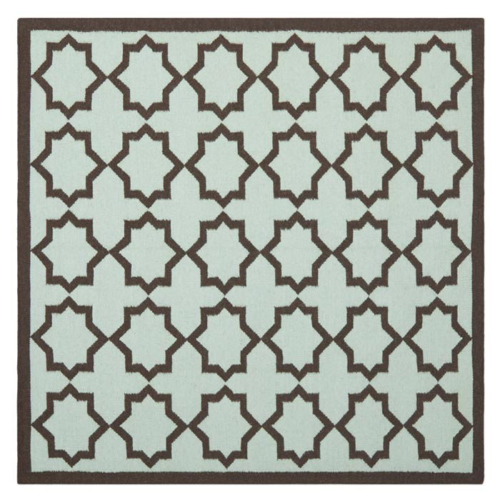 Warren Hand Woven Flat Weave Wool/Cotton Geometric Rug in Light Blue