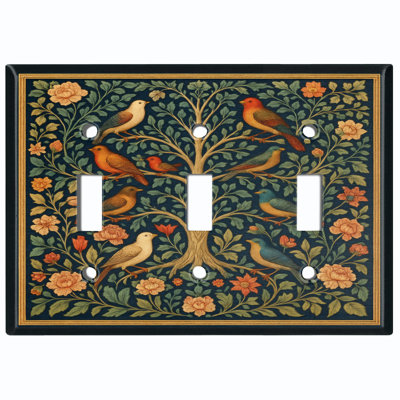 Couvercle de plaque d'interrupteur en métal; Bascule standard US 2 - Arbre des oiseaux