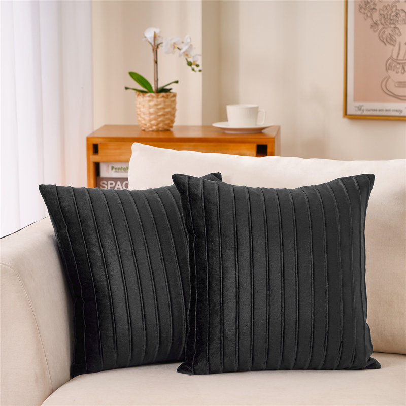 Housse de coussin en velours WARISI, 18 po x 18 po, Noir