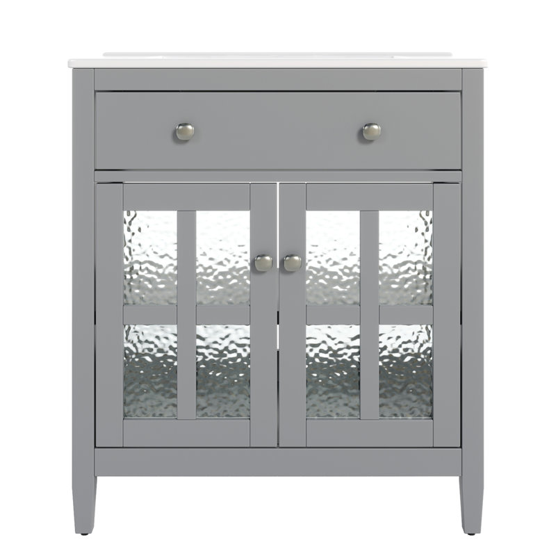 Meuble-lavabo 30 po avec lavabo en céramique, Gris