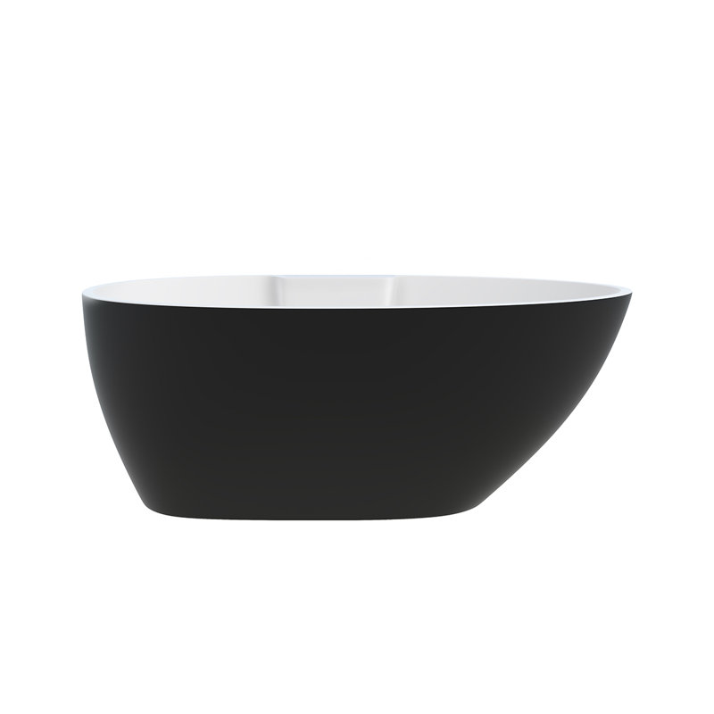 Hadiya 56'' x 30'' Soaking Acrylic Bathtub, Black