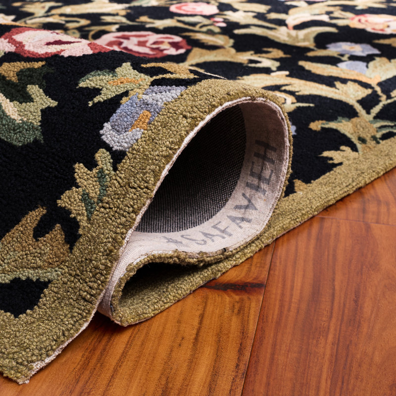 Hand Hooked Wool Floral Rug