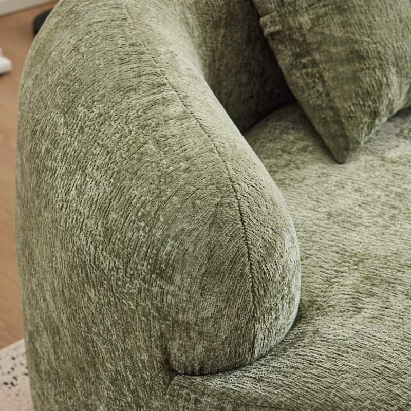 Causeuse incurvée Teddy, Vert, H 27,6 po x l 66,93 po x P 35 po