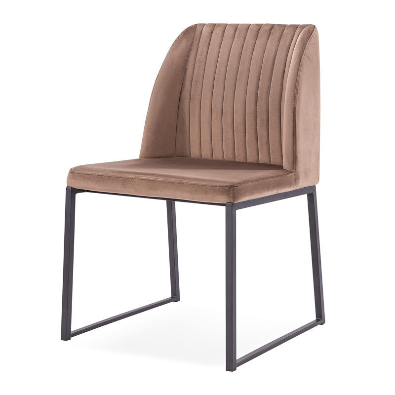 Dejonae 18.5'' H Leatherette Upholstered Side Chair, Taupe/Black