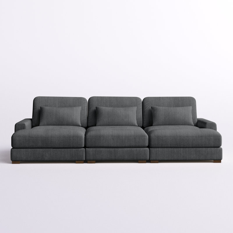 Antravian 127.5'' Corduroy Sofa, Dark Gray Corduroy