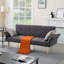 Canapé-lit futon en velours gris foncé foncé - 5 positions réglables, pieds en métal doré, 2 coussins décoratifs, capacité de 600 lb