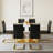 Modern Glam Rectangle Faux Marble 7-Piece Dining Set with Faux Leather Cantilever Chairs-1561072165-1562151587