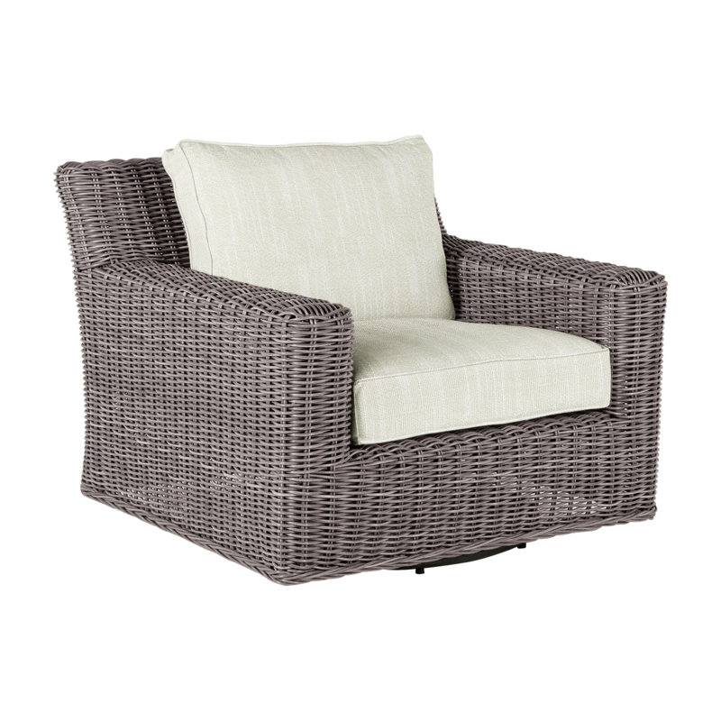 Chaise longue rotative en résine tressée rustique tissée rustique N-Dura (sans haut-parleur), Pas de soudure, Huître