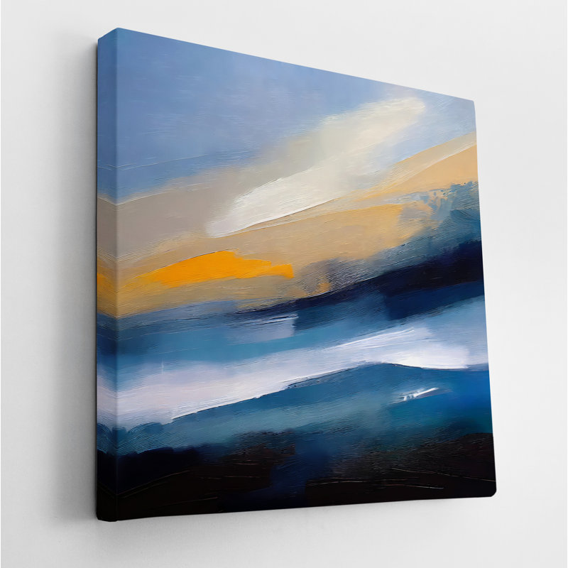 Paysage de montagne bleu, H 42 po x l 42 po