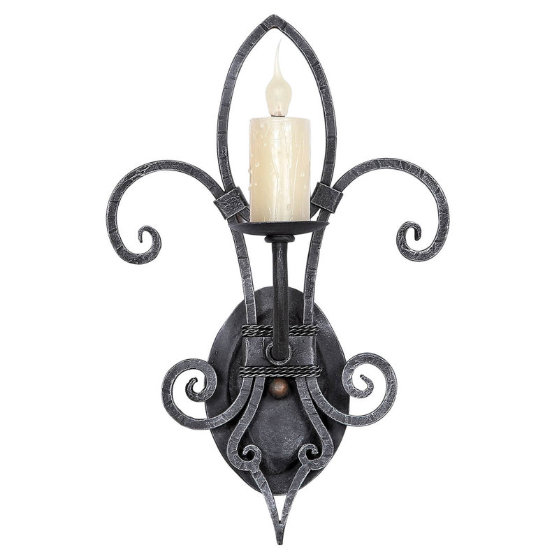 1 - Light Candle Wall Light, Antique Old World