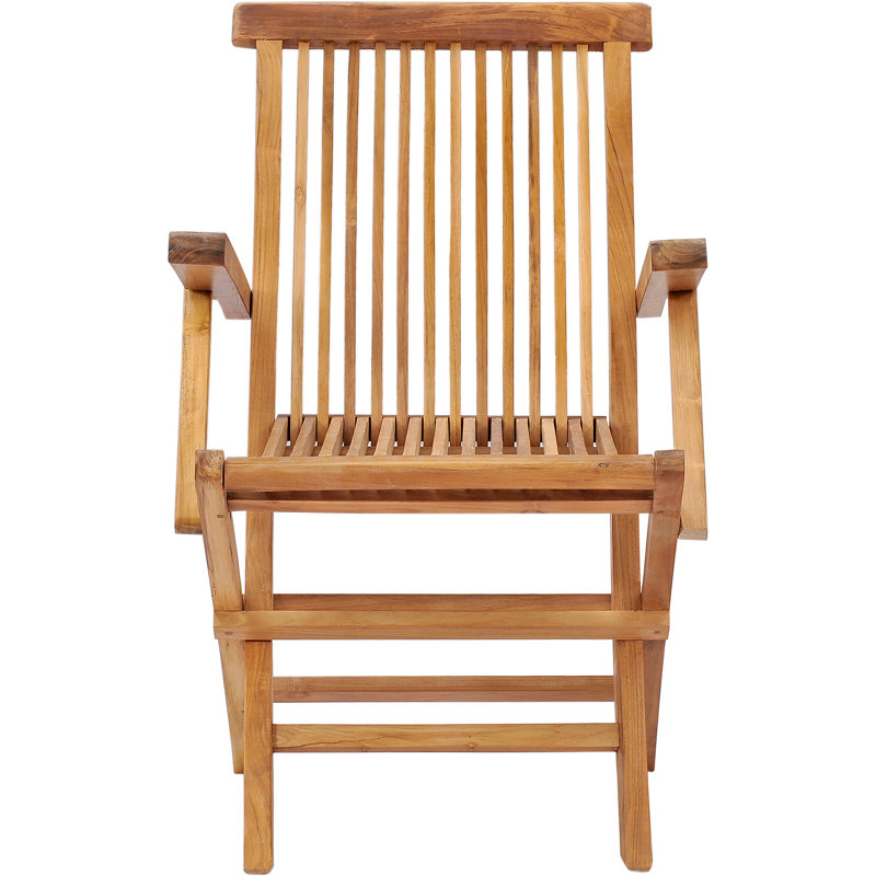 California Teak Wood Premium All-Weather Wicker Outdoor Folding Dining Armchair