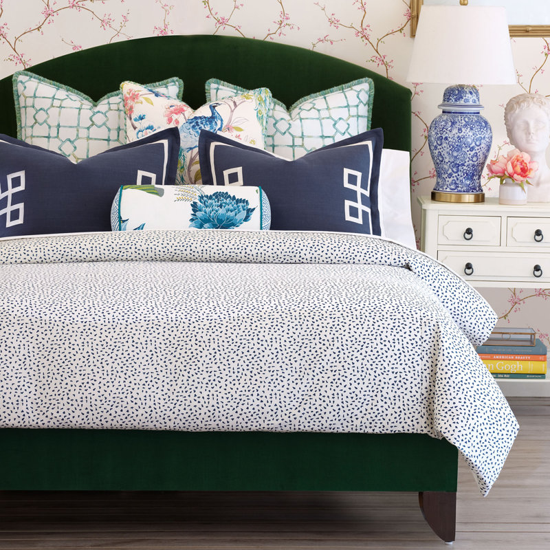 Housse et insert de coussin 100% coton Emmy Peacock Square, Faux down