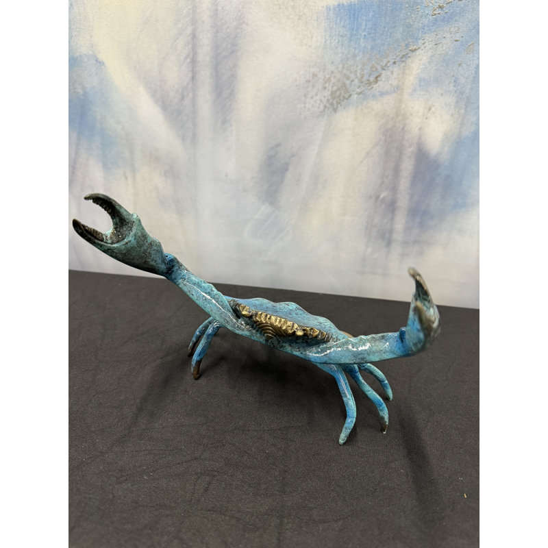Sculptures & Beyond Turquoise Crab Cast Bronze Sculpture – Lost-Wax Bronze with Hand-Applied Turquoise Patina – Coastal & Nautical Decorative Art for Home, Office & Yacht Décor – Azure Claw – 7"H