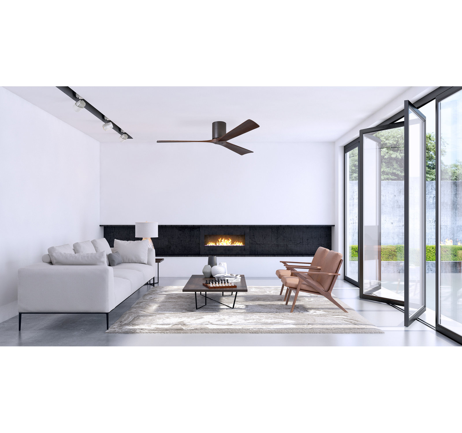 Olivier 3 Blade Ceiling Fan, Textured Bronze, Walnut Tone, 60"