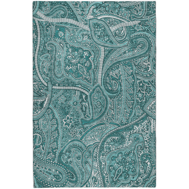 Tapis cachemire ADS623 de qualité supérieure lavable à la machine, Teal, 8' x 10'