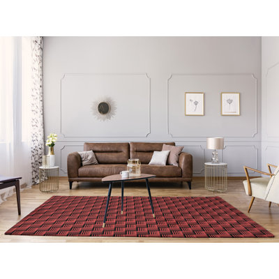 Tapis noir / orange Basketweave