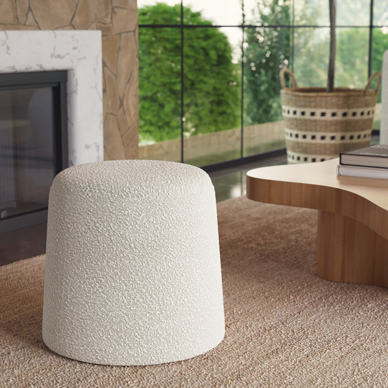 Astoria Upholstered Ottoman, Ivory White Boucle