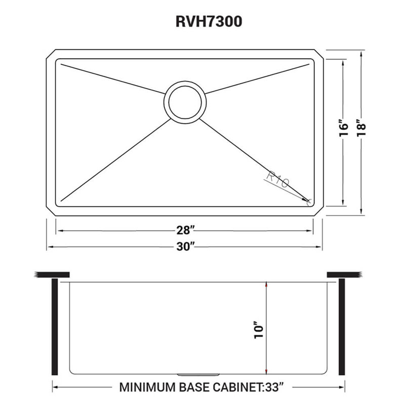 Ruvati 30-inch Undermount 16 Gauge Stainless Steel Rounded Corners Kitchen Sink Single Bowl