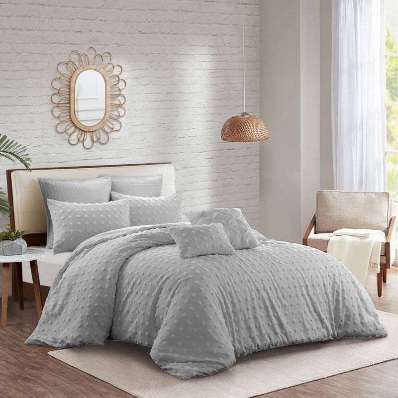 Ensemble de housse de couette lavable en polyester gris très grand à densité de tissage 220 fils