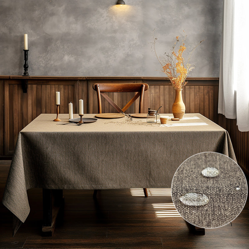 Absher Stain Resistant Tablecloth, Greige, 95" L x 55" W