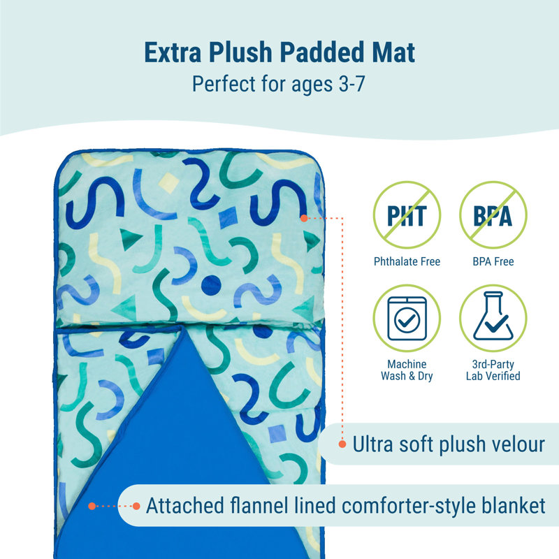 Tapis de sieste en velours pour enfants Wildkin, Bleu confetti