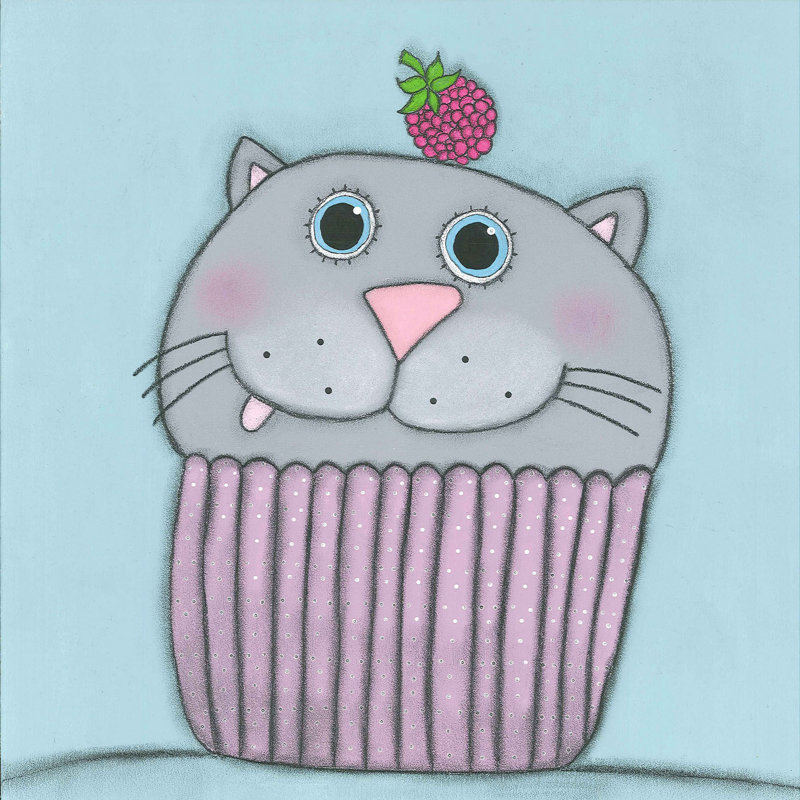 'Kitten with Raspberry' Canvas Art, 24" H x 24" W x 1.5" D