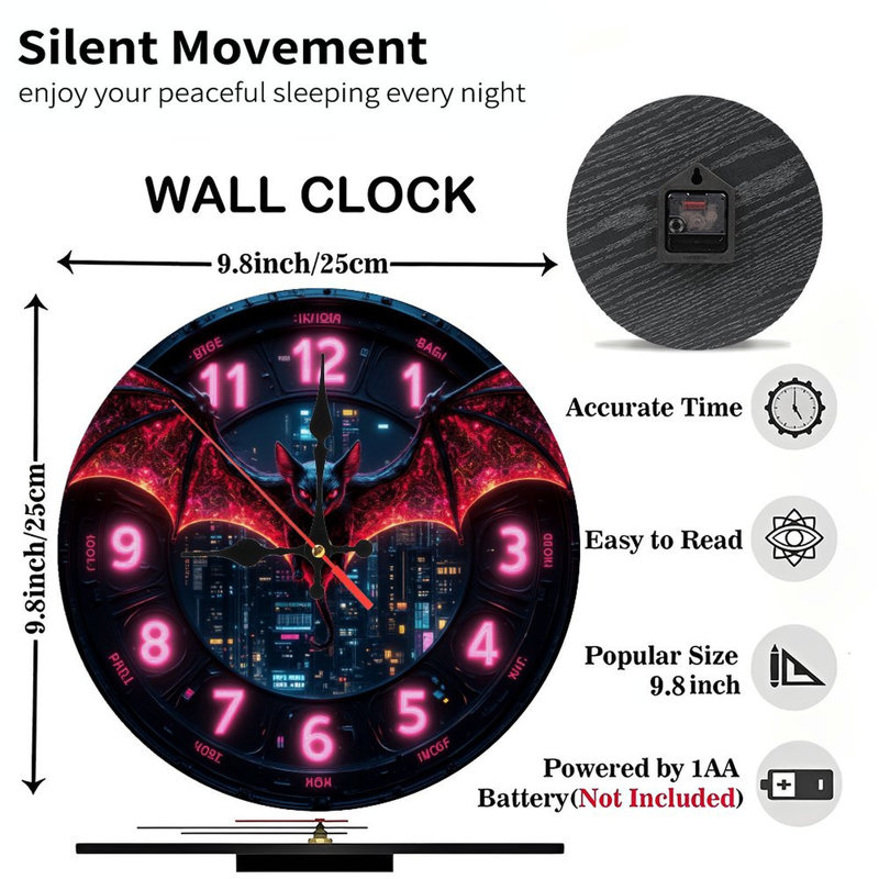 Horloge Neon Bat
