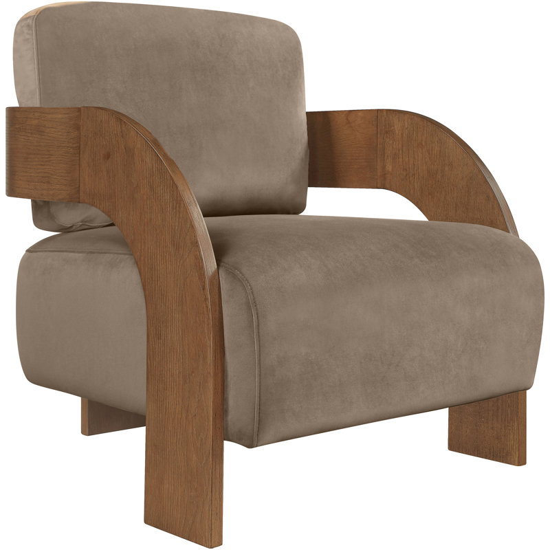 Fauteuil d'appoint Cedra, Velours taupe, Brun