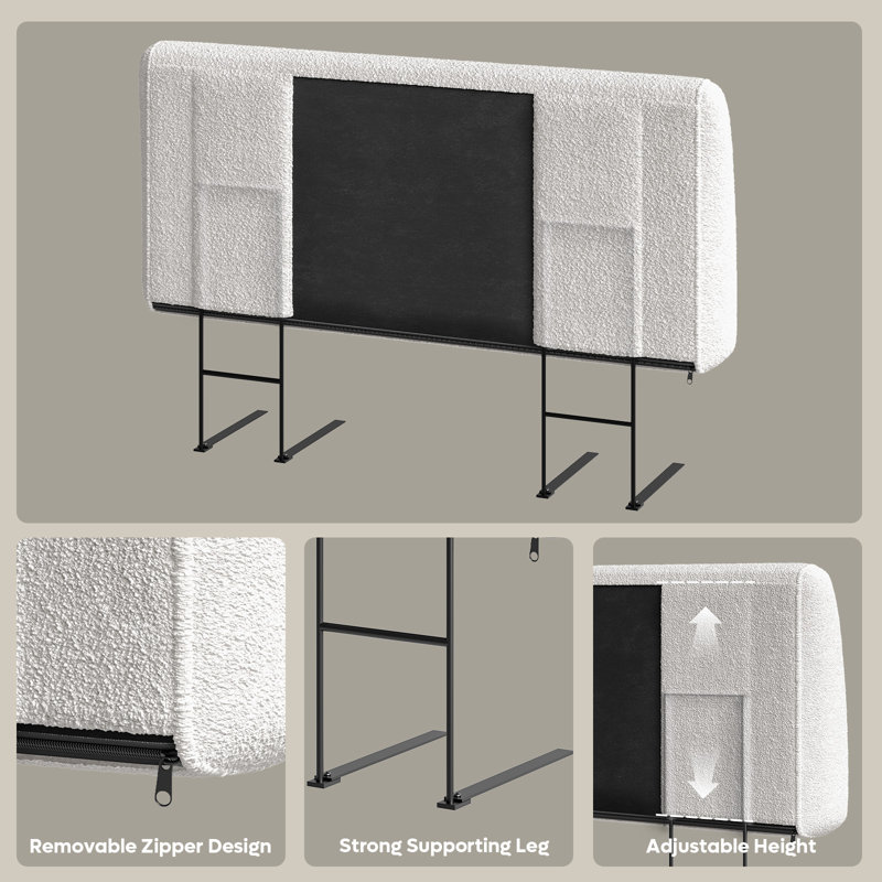 Upholstered Headboard Ergonomic Fabric Headboard Suitable For 8-14 Inch Mattress, Beige, Full / Double