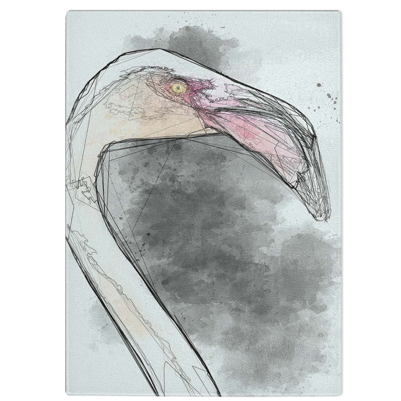 Tempered Glass a Flamingo Chopping Board, 28.5 cm W x 39 cm L