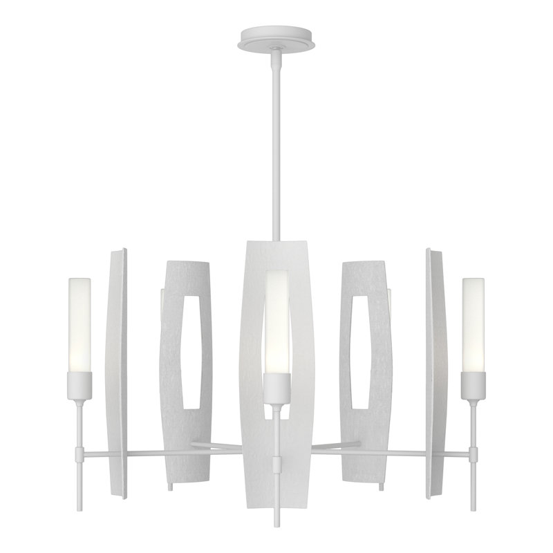 Passage 5 - Light Wagon Wheel Chandelier, White, Frosted Glass
