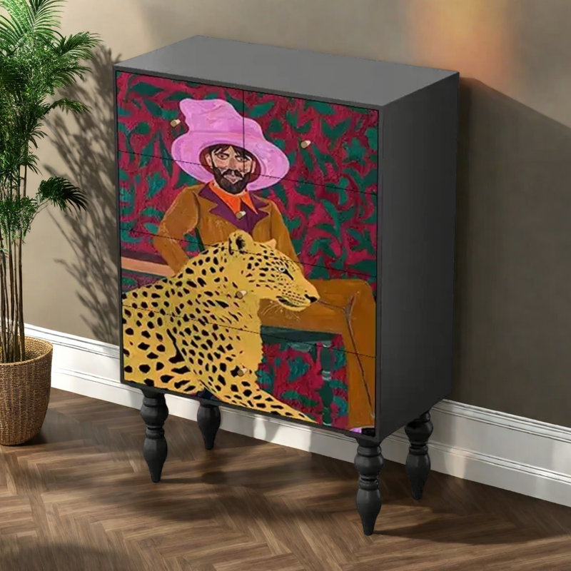 Commode d'appoint de rangement moderne à cinq tiroirs