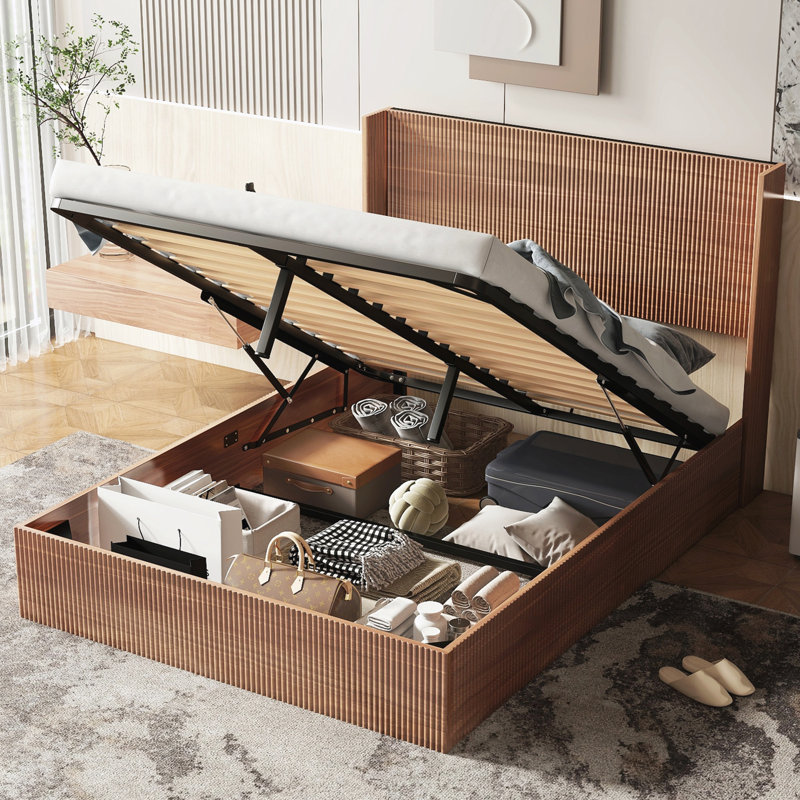Base de lit plateforme grand, Naturel, Grand lit