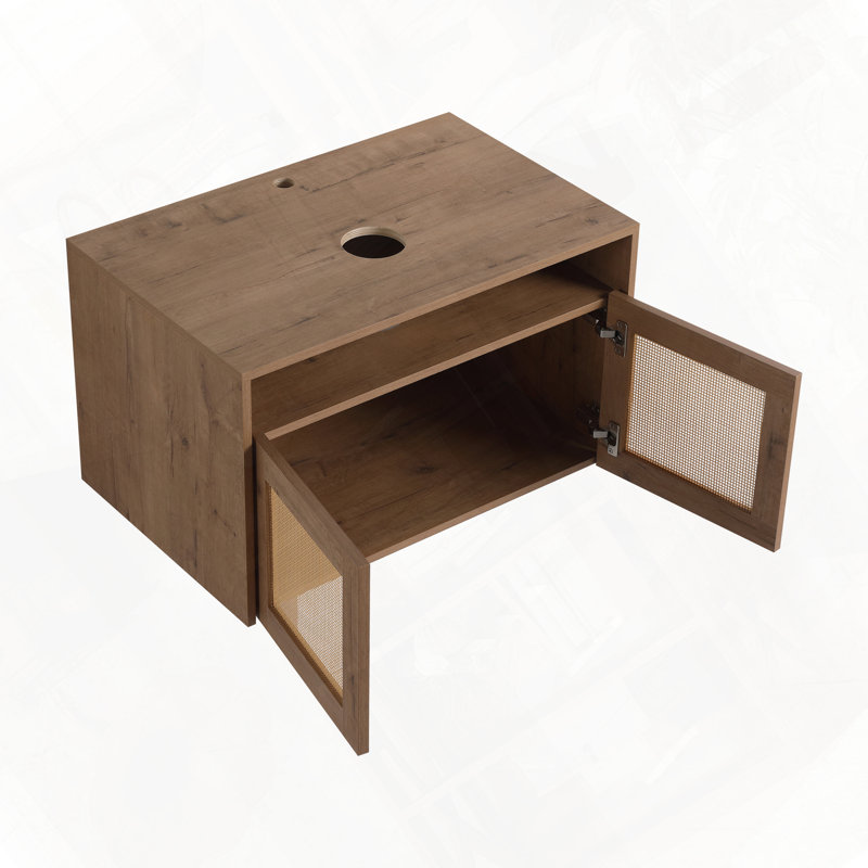 Armoire de salle de bain à fixation flottante avec portes à fermeture en douceur sans évier
