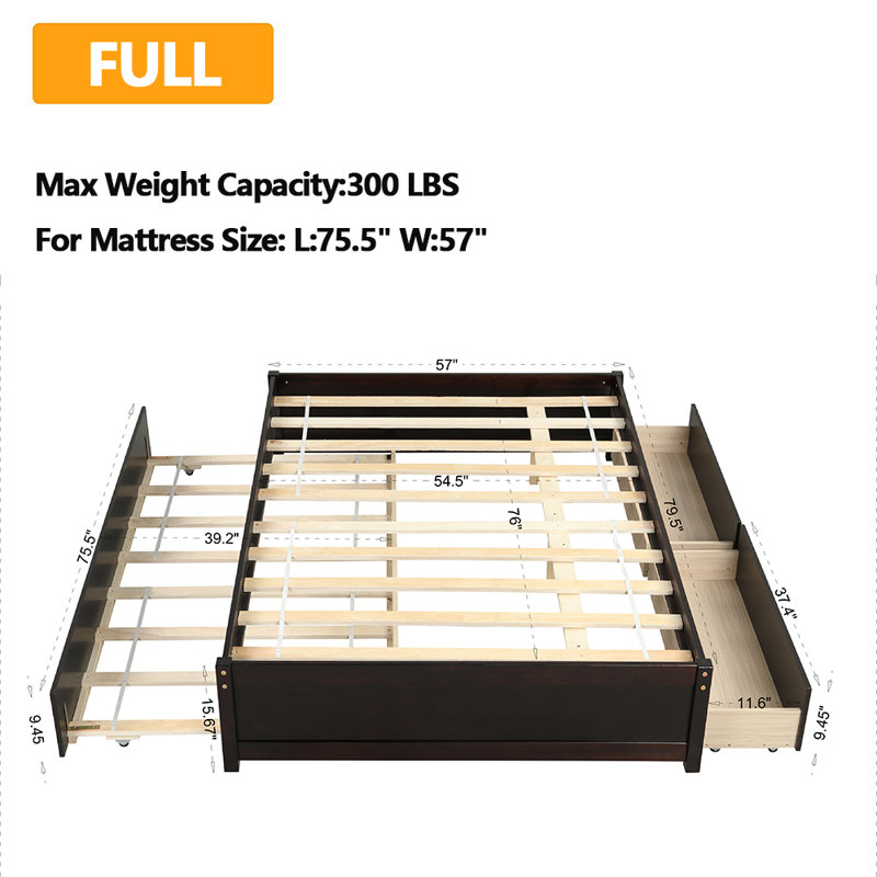 Lit plateforme 15,67 po Siniyah, Espresso
