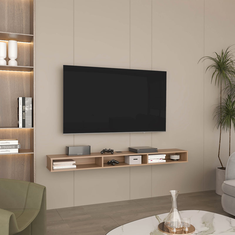 Luft 71 Inch Wide 3-Shelves Floating TV Stand, Wall Mounted Media Console For Living Room And Bedroom With Cable Management