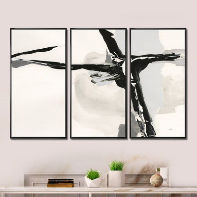 Abstrait neutre II - ensemble d'art moderne sur toile encadré moderne de style Mid-Century 3