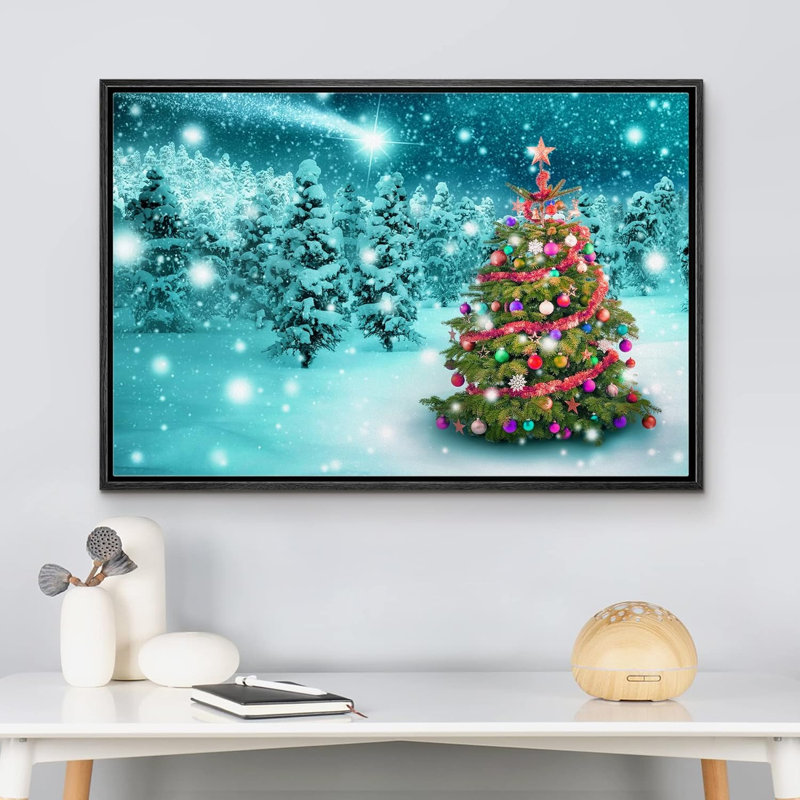 Célébration de Noël, impression, H 16 po x l 24 po, Cadre flottant noir