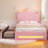 Pink Velvet Crown Princess Bed with LED Storage Headboard, 2 Drawers & Charging Station, Tufted Platform Bed Frame for Girls, No Box Spring Needed
