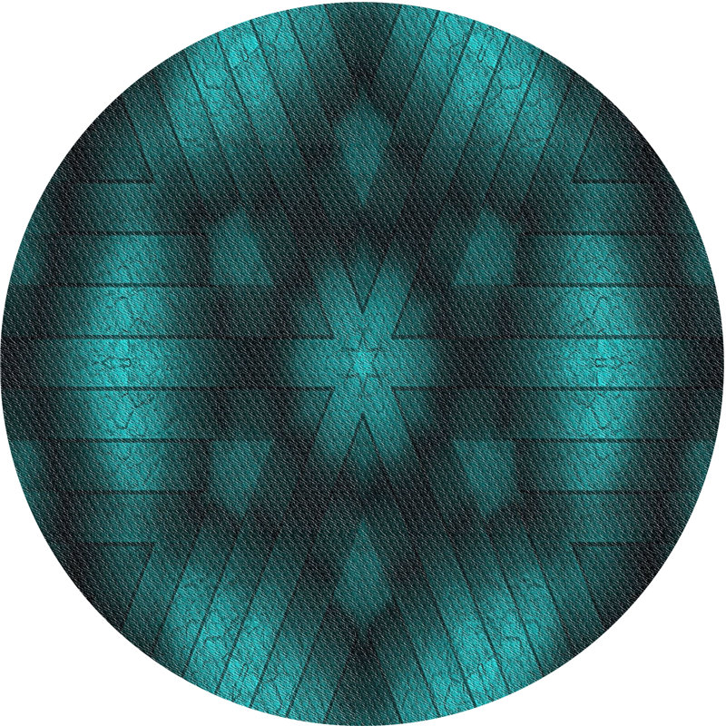 Tapis à motifs vert / noir, Rond 6 pi