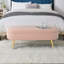 Banc de rangement repose-pieds ovale avec revêtement en flanelle et pieds en métal robustes, parfait pour les espaces de vie modernes et confortables-1233086830-1233086833